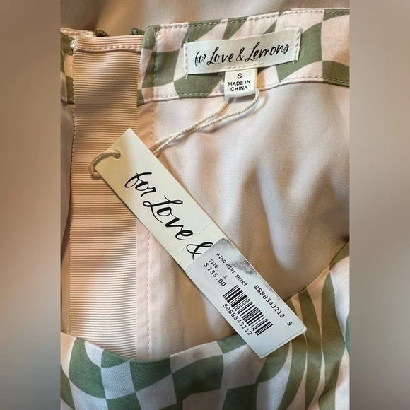 NWT For Love & Lemons Aiko Mini Skirt Green Size Small - Picture 9 of 10